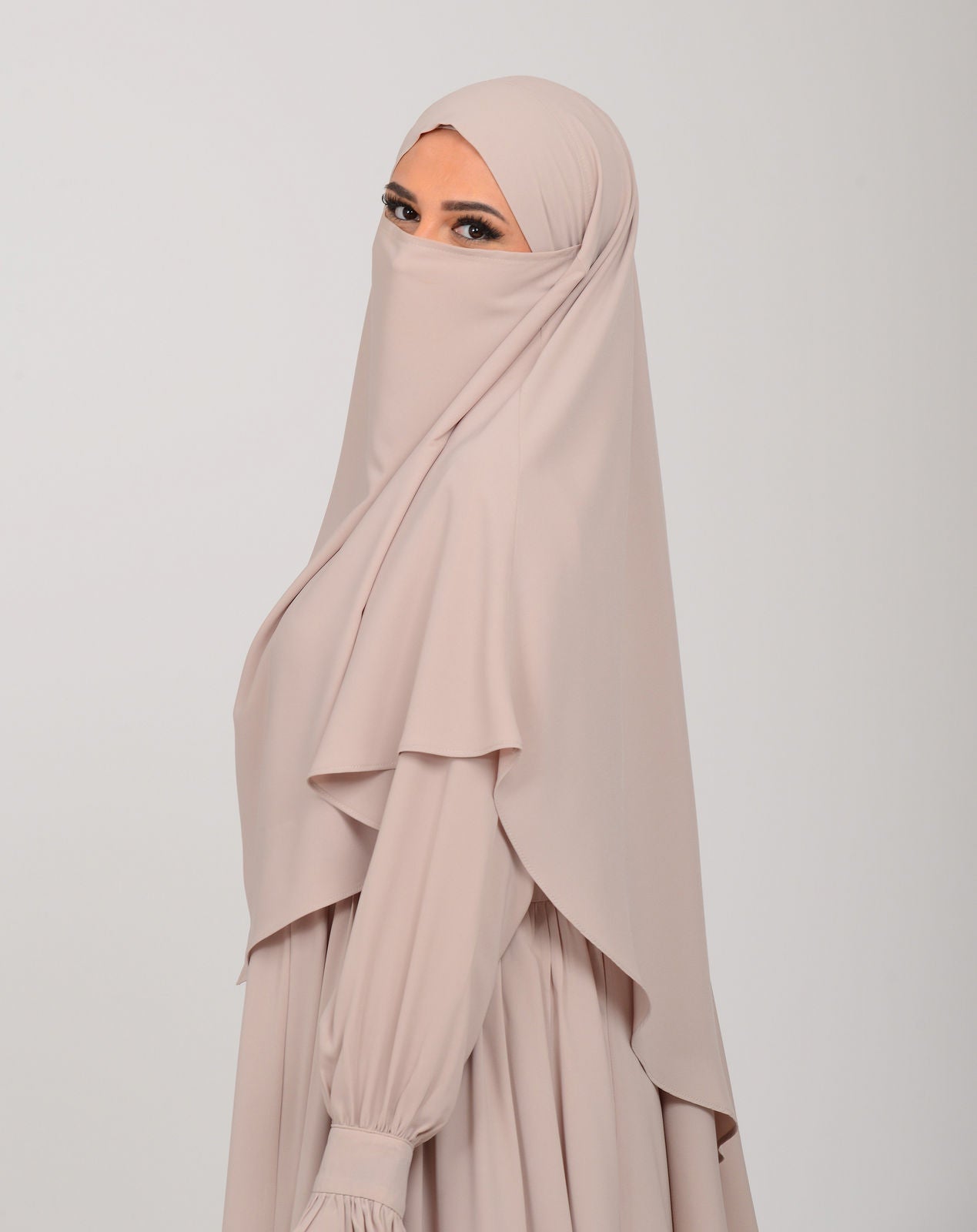 Abaya mit Khimar - Moonbeige