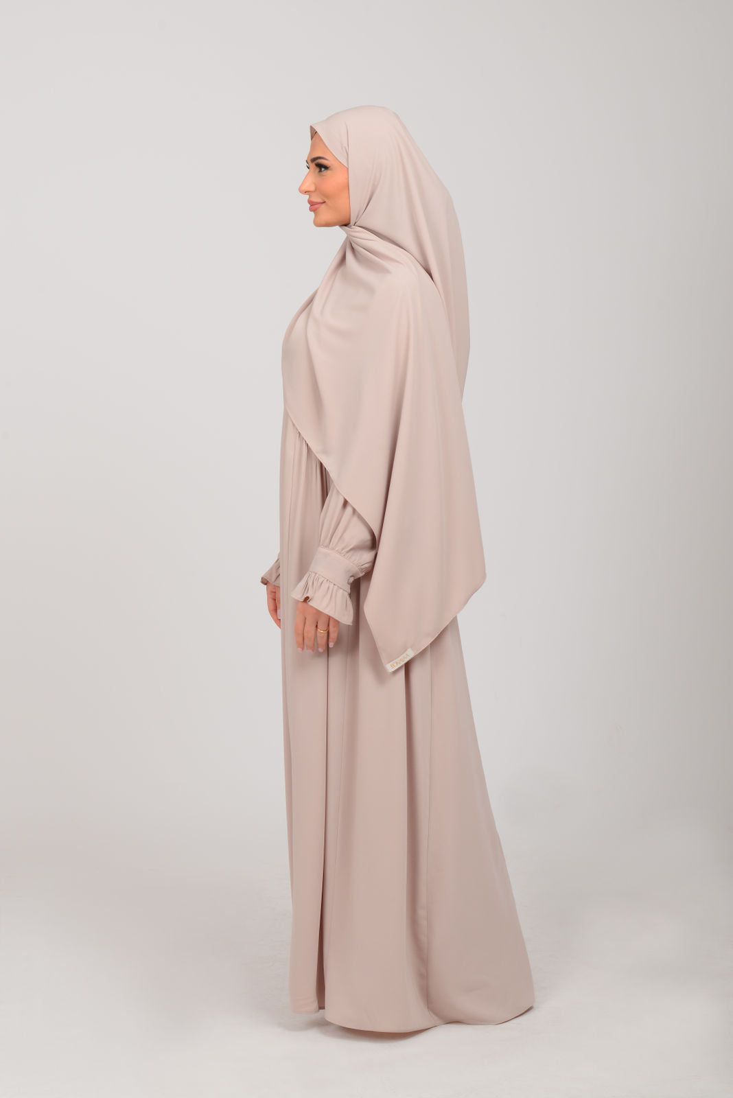 Abaya mit Schal - Moonbeige