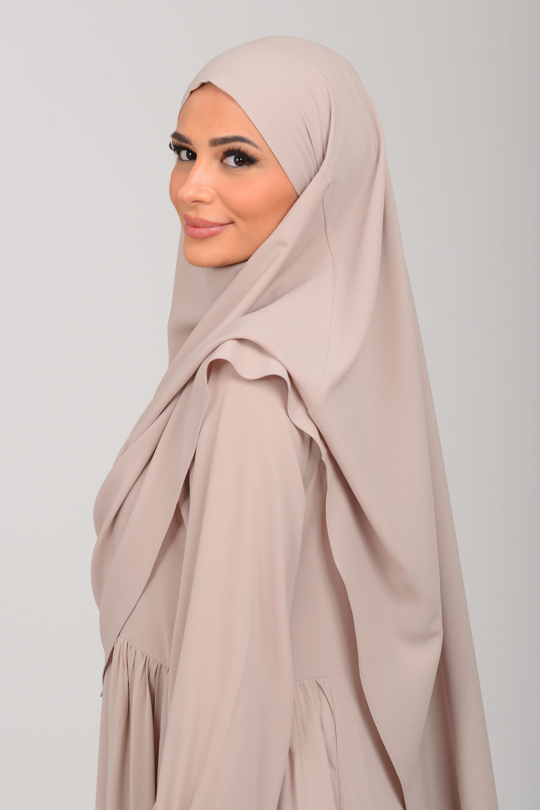 Abaya mit Khimar - Moonbeige