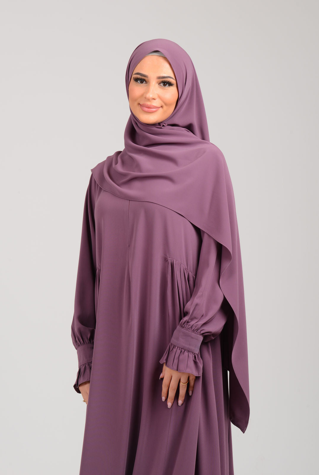Abaya mit Schal - Beerenrot