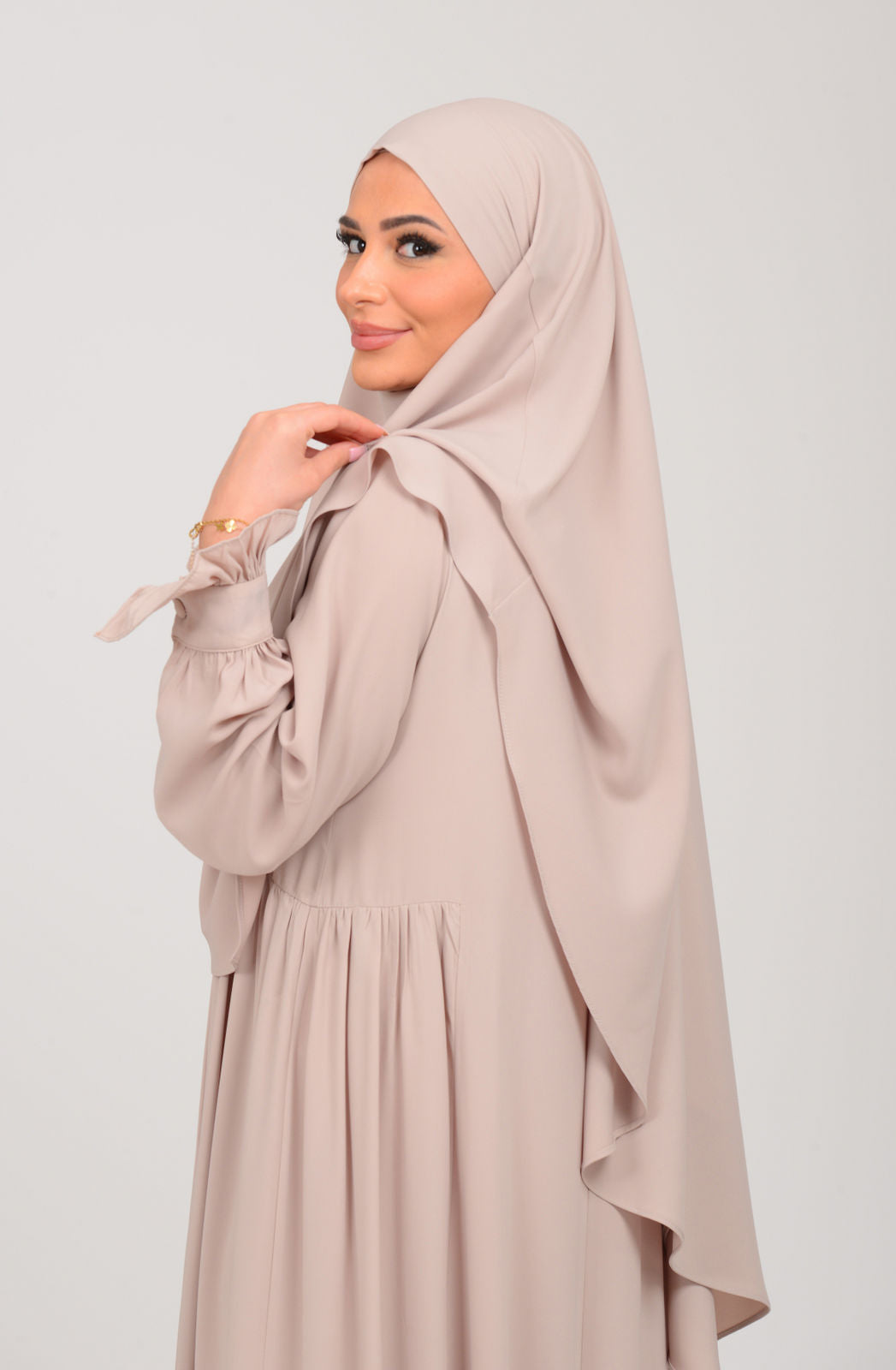 Abaya mit Khimar - Moonbeige