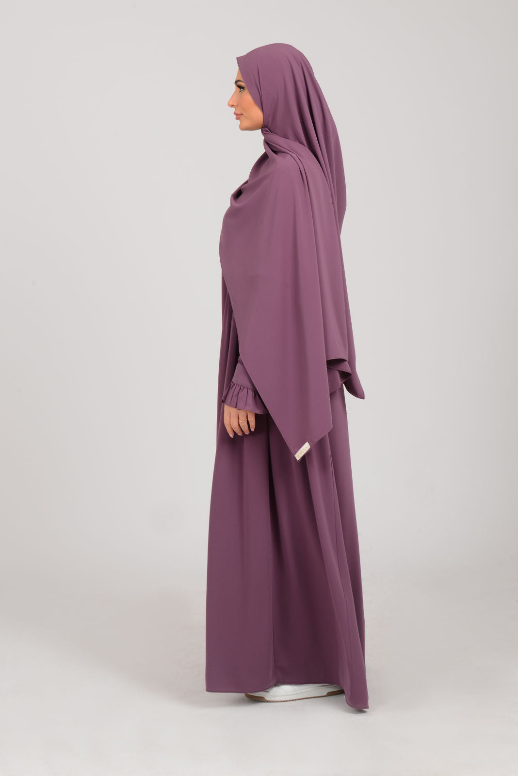 Abaya mit Schal - Beerenrot