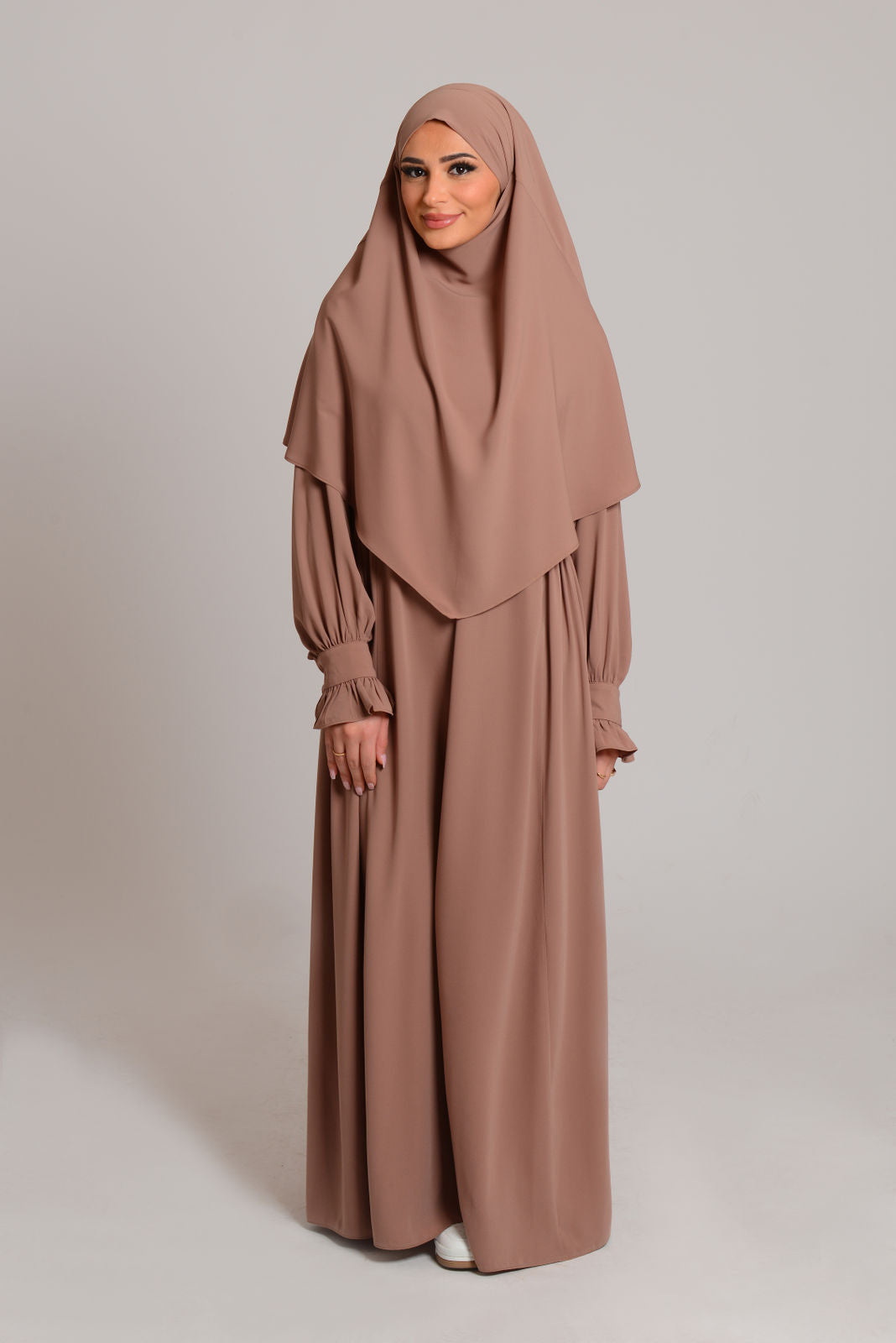 Abaya mit Khimar - Sandelholzbraun