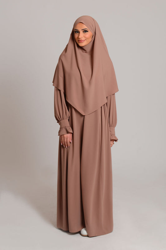 Abaya mit Khimar - Sandelholzbraun
