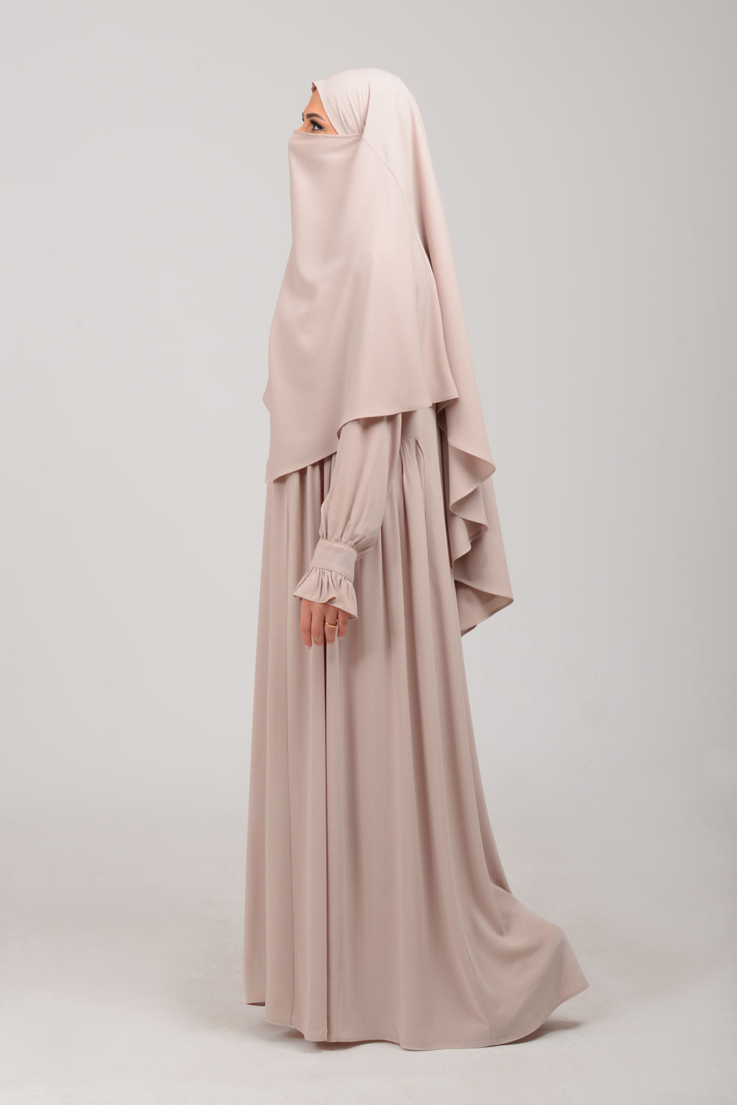 Abaya mit Khimar - Moonbeige