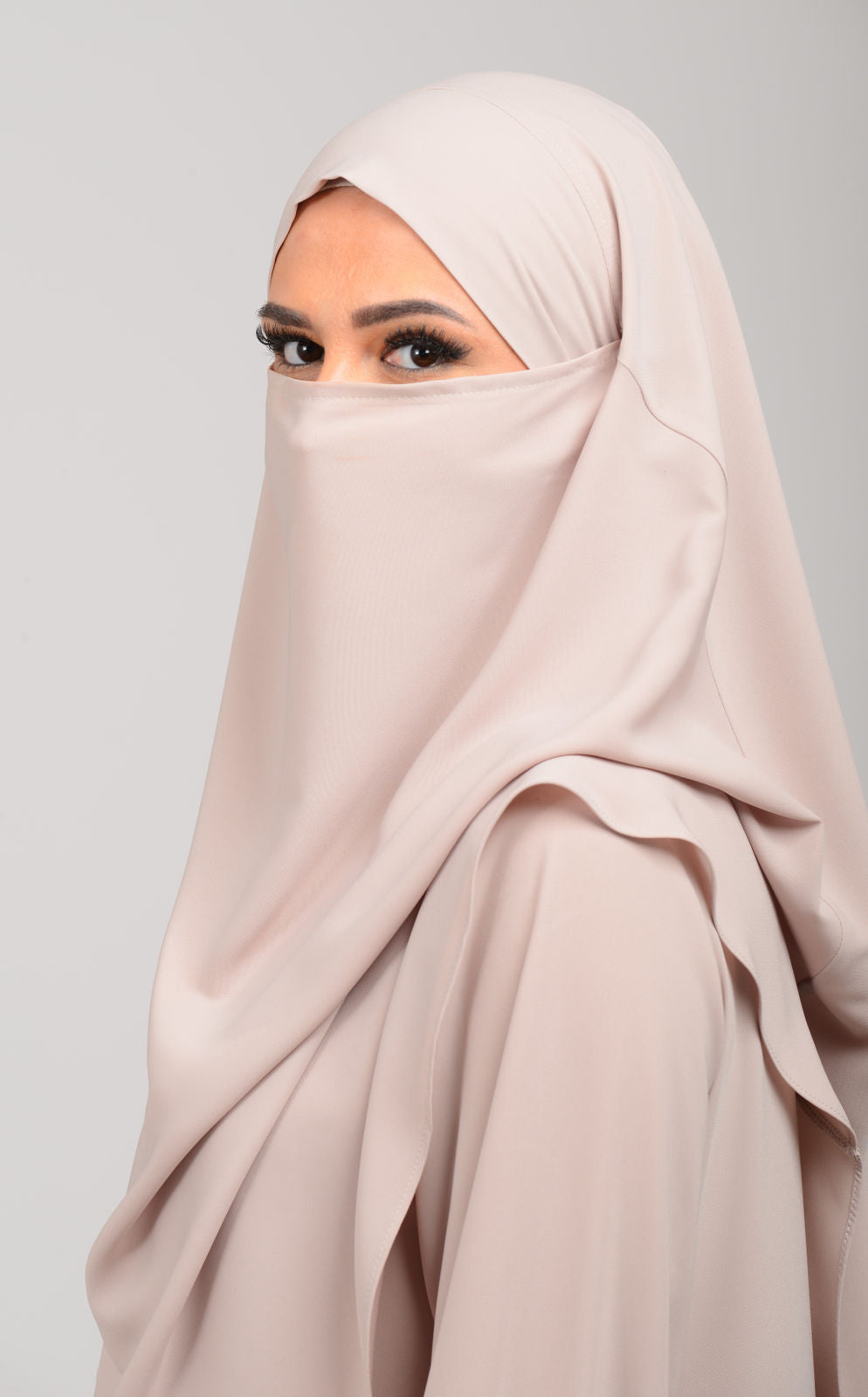 Abaya mit Khimar - Moonbeige