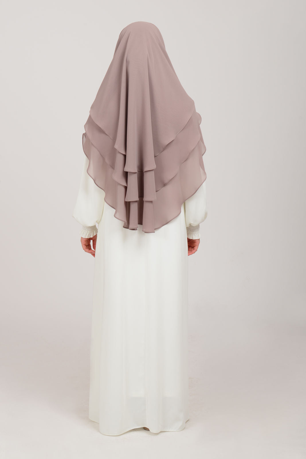 Ovaler, dreilagiger Khimar aus Chiffon - Wüstennebel