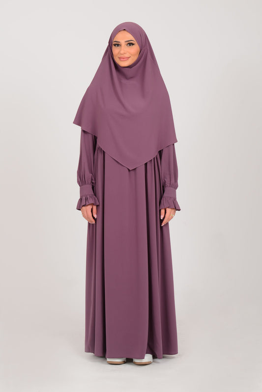 Abaya mit Khimar - Beerenrot
