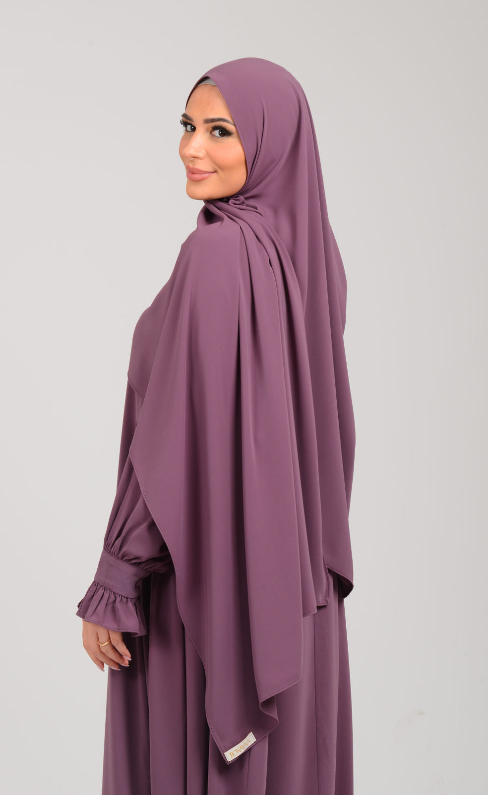 Abaya mit Schal - Beerenrot