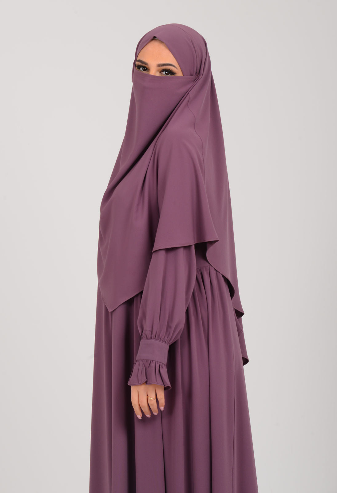 Abaya mit Khimar - Beerenrot
